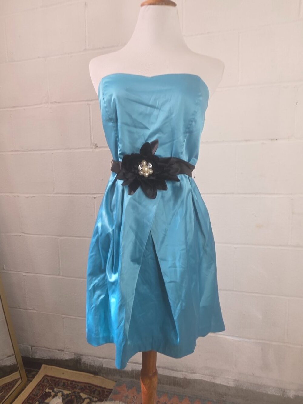 y2k Girly Operacore Vampire Coquette Strapless Blue Mini Dress - HoCo, Weddings